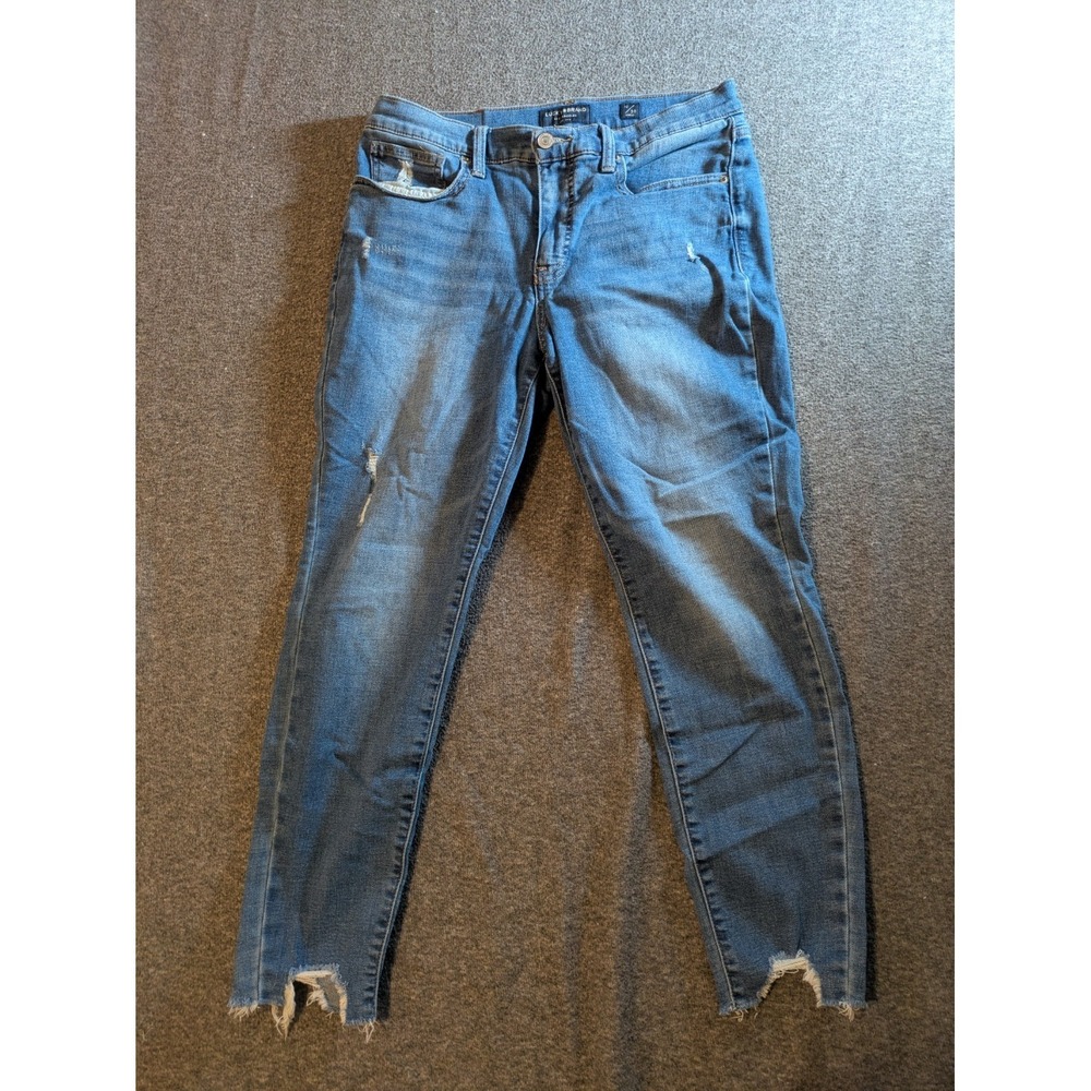 Lucky Brand Jeans Women's Mid-Rise Skinny Ava Blue Denim  Sz 10/30 Ankle Raw Hem